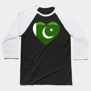 Pakistan Flag Heart Baseball T-Shirt